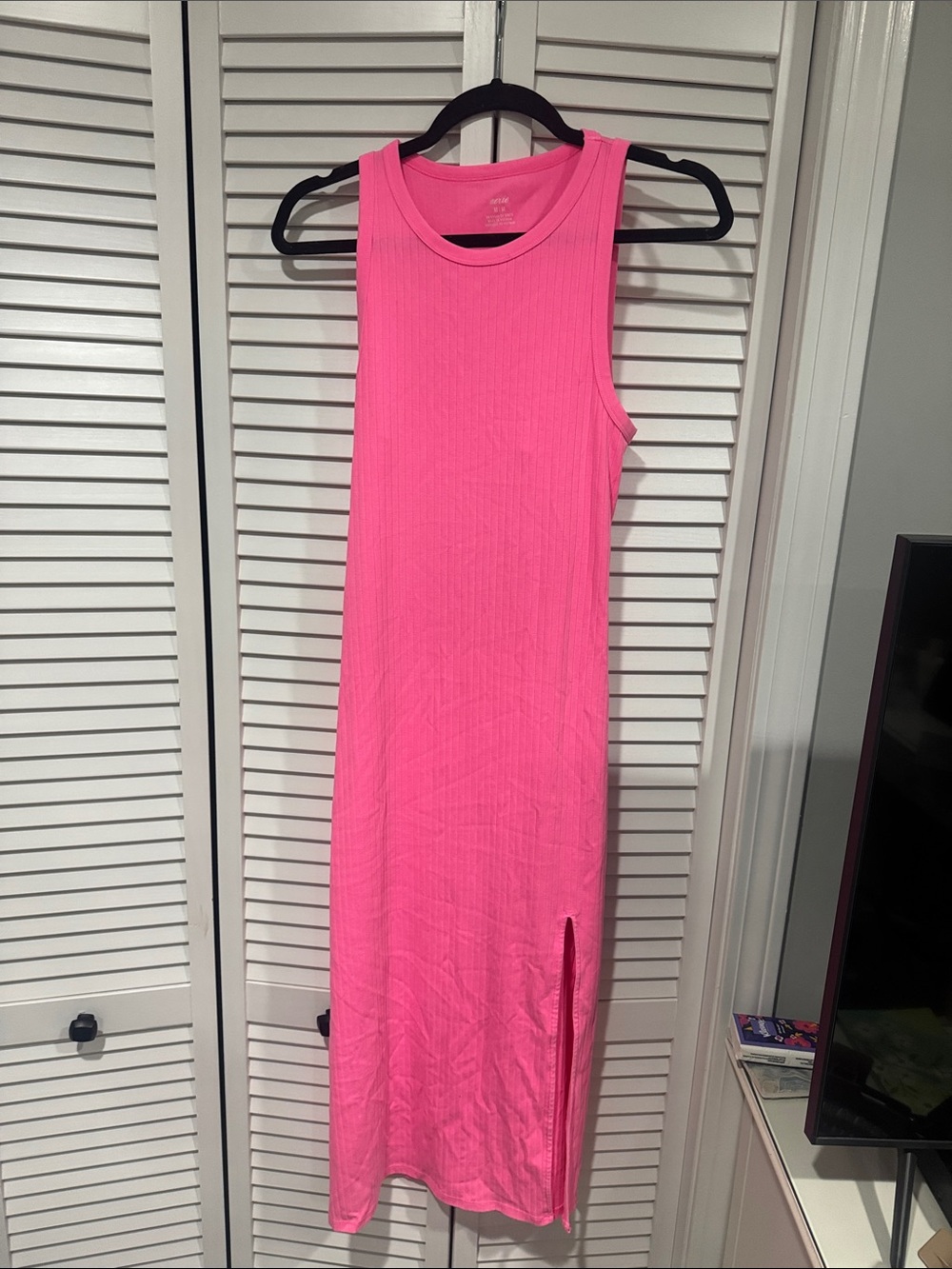 aerie Sleeveless Ribbed Maxi Dress in Hot Pink